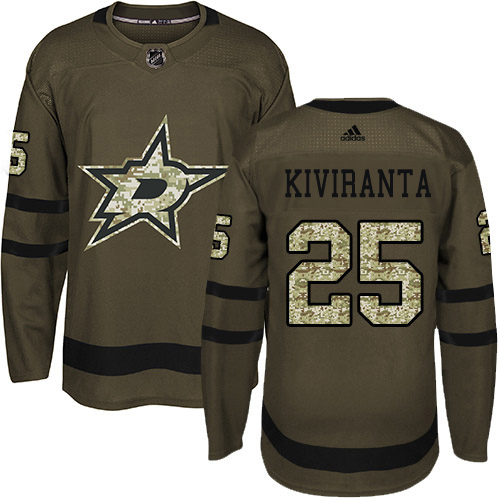 Adidas Men Dallas Stars #25 Joel Kiviranta Green Salute to Service Stitched NHL Jersey